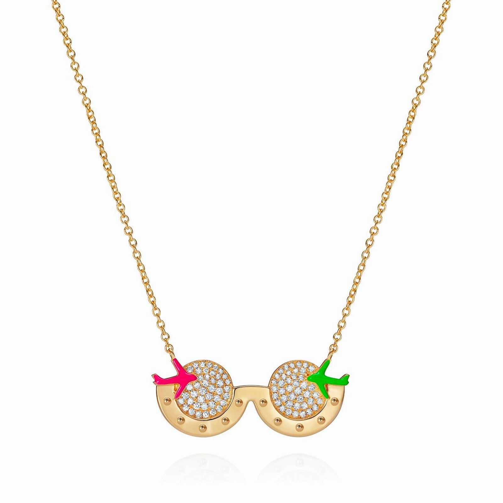 Diamond Travel Sunglasses Pendant with Enamel