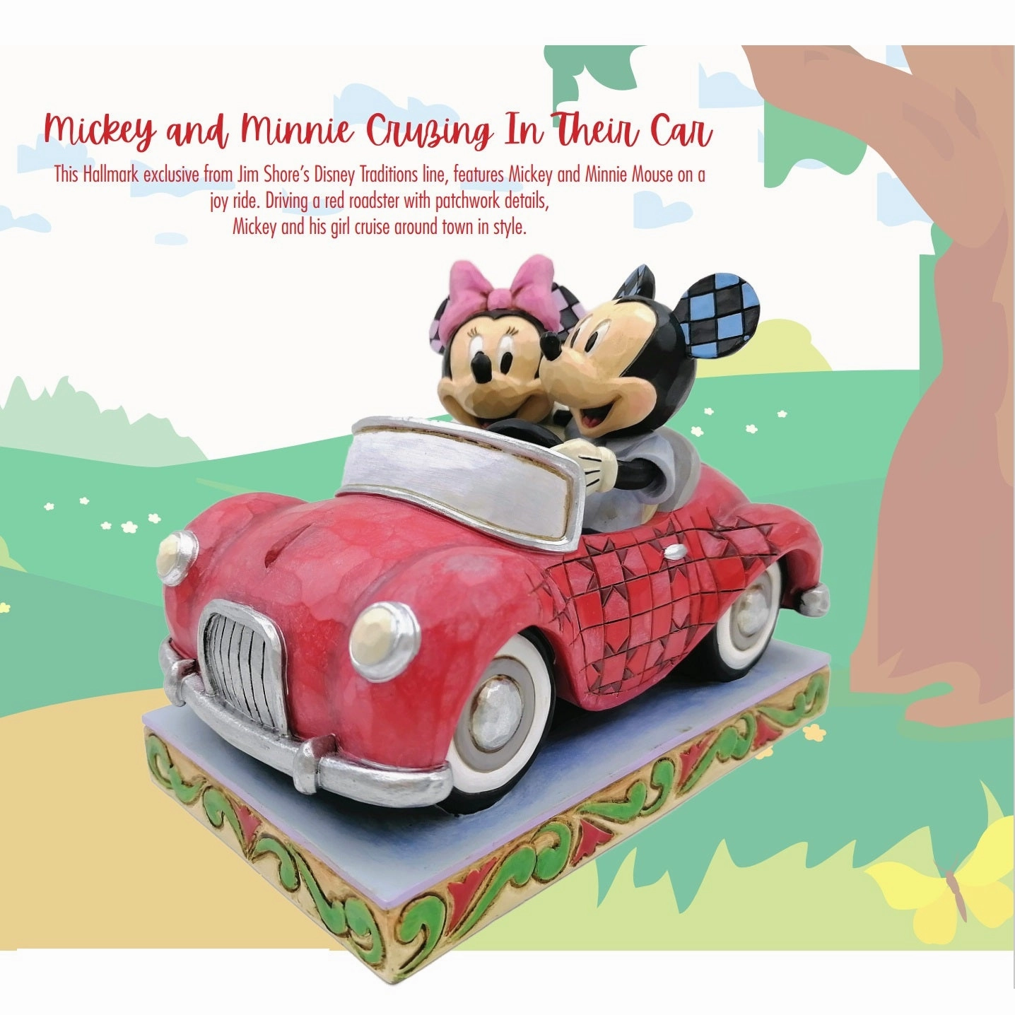 Disney Jim Mickey and Minnie in Red Car Cruise in Style Hallmark Exclusive Figurine
