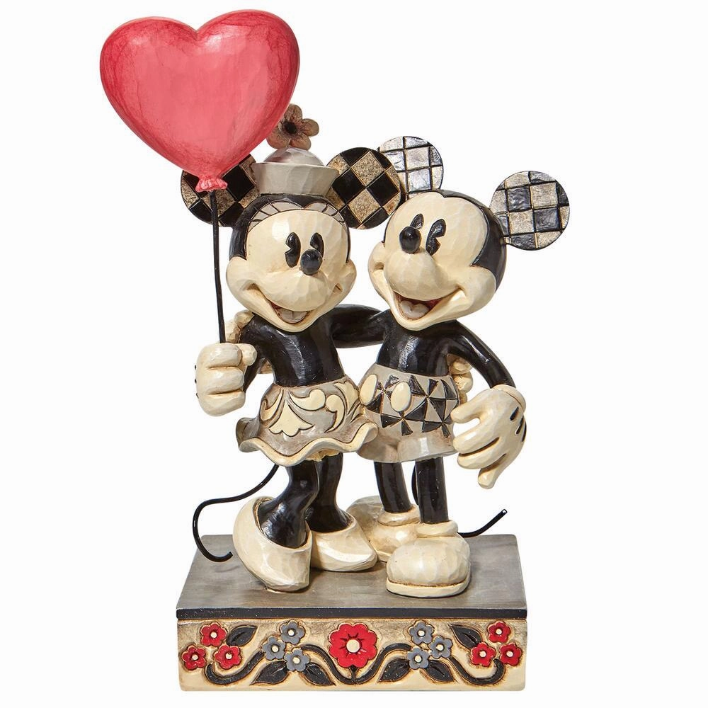 Disney Jim Shore Mickey and Minnie Holding Heart Balloon Love is in the Air Figurine Decorative Mirror,Home Decor Mirror