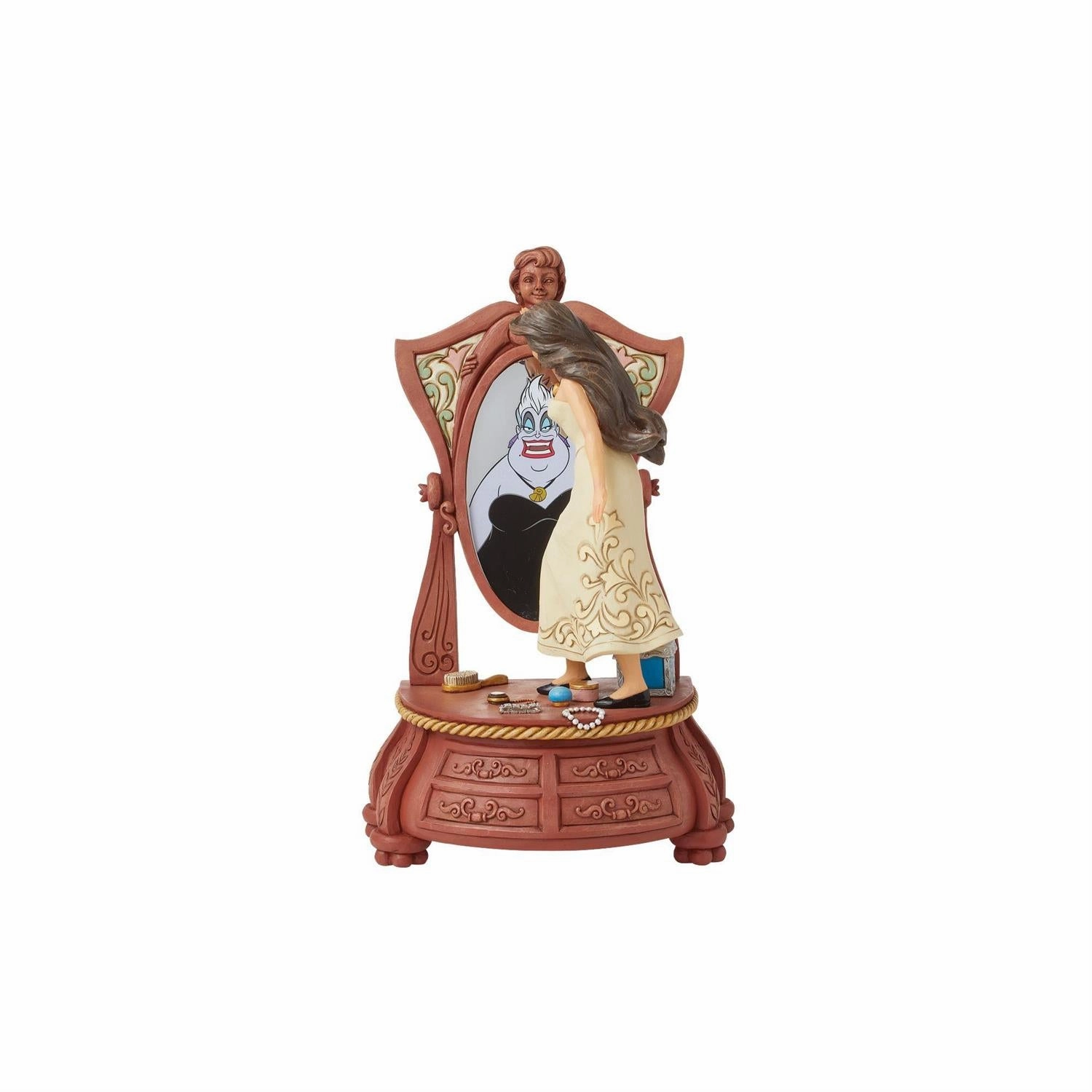 Disney Jim Shore "Sinister Reflections" Vanessa Vanity Scene with Ursula in the Mirror 10.75" Figurine Decorative Mirror,Home Decor Mirror
