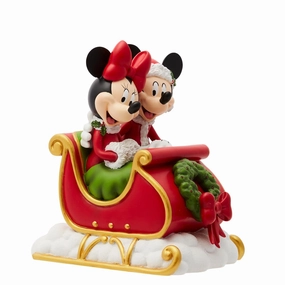 Disney Showcase Holiday Mickey and Minnie in Sleigh Figurine Decorative Mirror,Home Decor Mirror