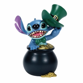 Disney Showcase St. Patrick's Day Stitch with Leprachaun Hat in Pot of Gold 5" Figurine Decorative Mirror,Home Decor Mirror