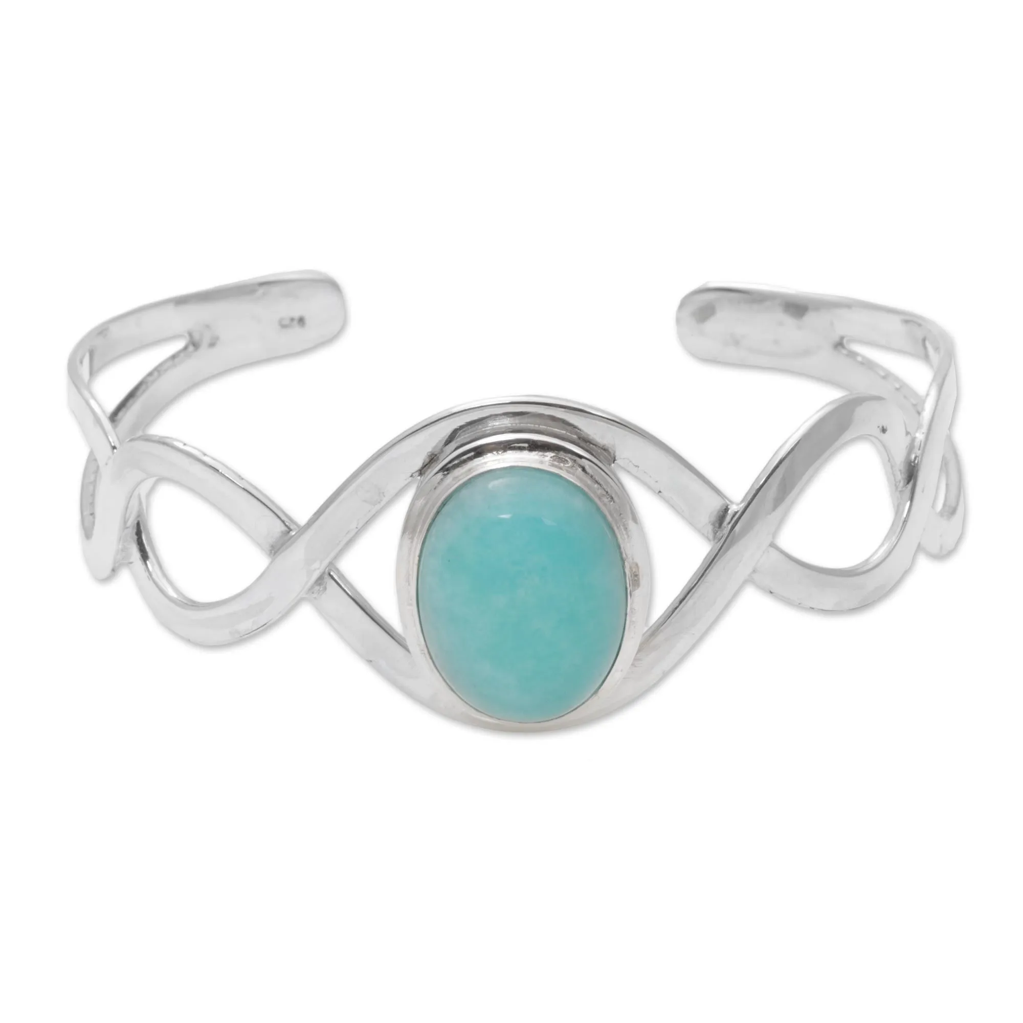 DNA Amazonite and Sterling Silver Cuff Bracelet from Bali