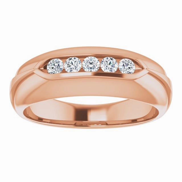 Dome Five Stone Channel Set Round Diamond Men's Ring