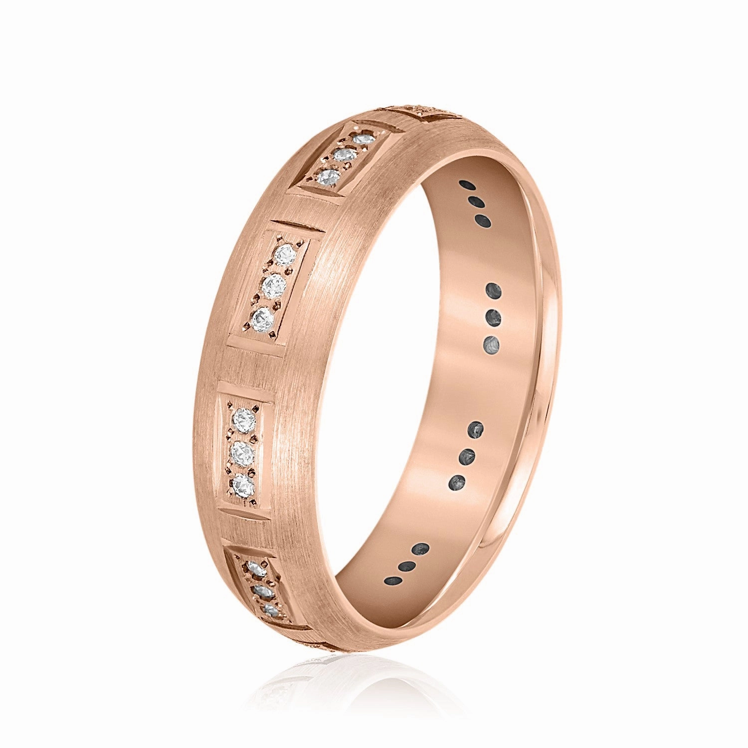 Domed Brush Finish Diamond Men's Wedding Band