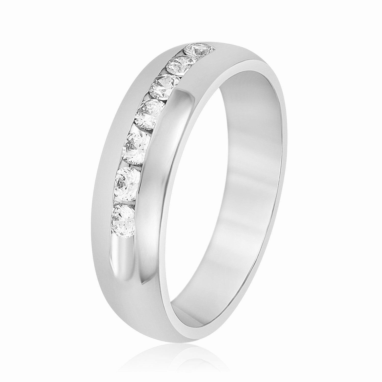 Domed Channel Set Men's Diamond Wedding Band