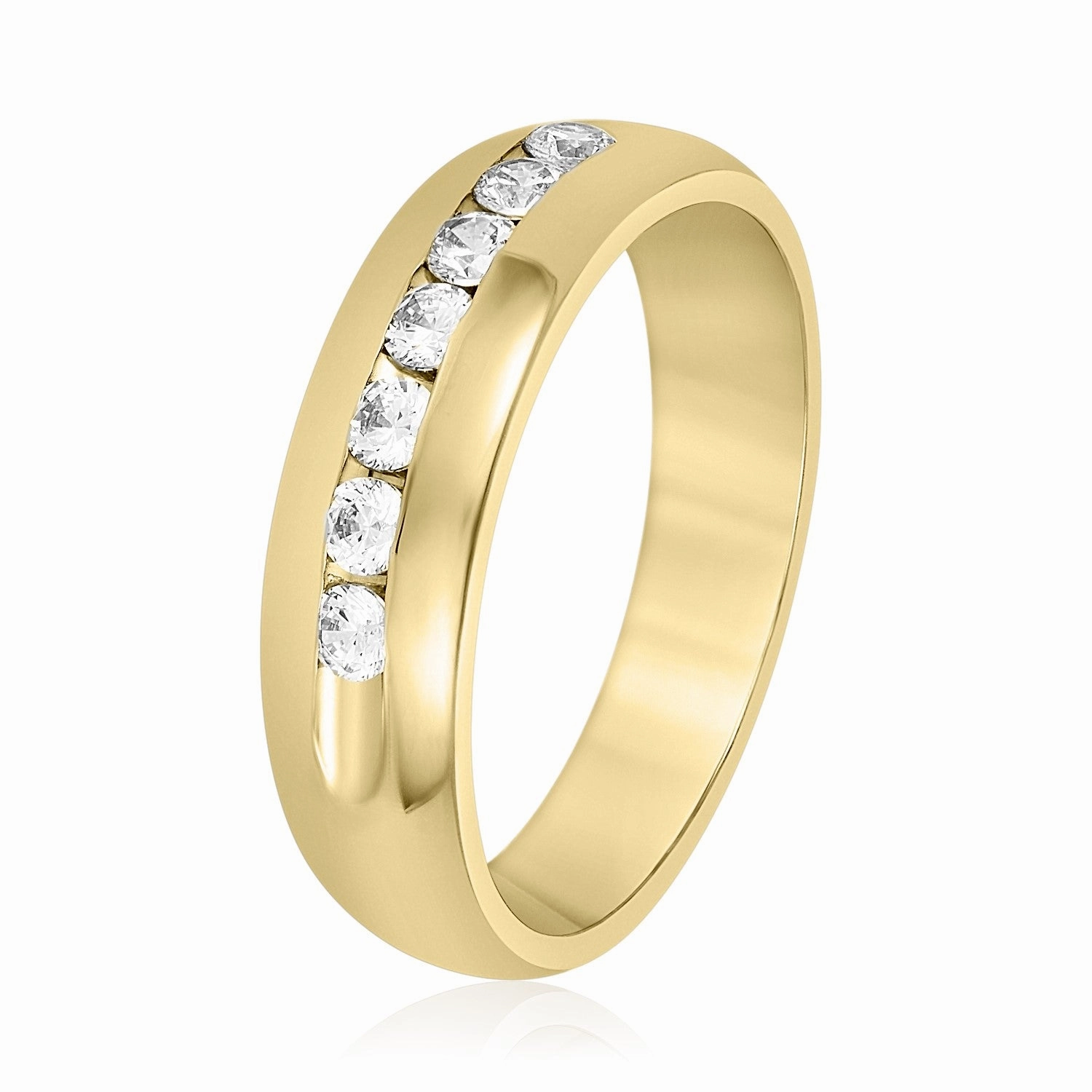 Domed Channel Set Men's Diamond Wedding Band