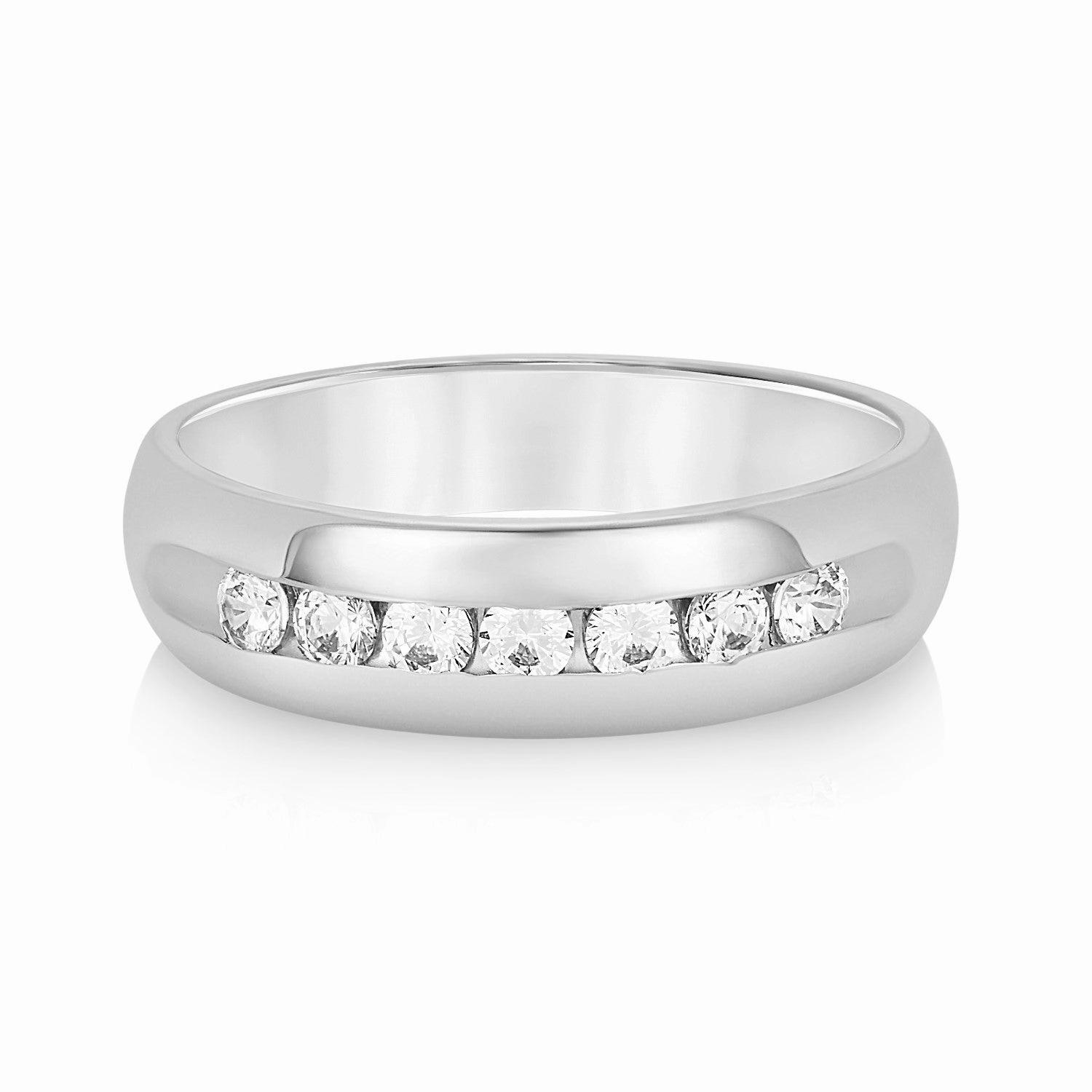 Domed Channel Set Men's Diamond Wedding Band