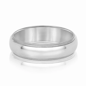 Domed Milgrain Classic Men's Wedding Band Comfort Fit