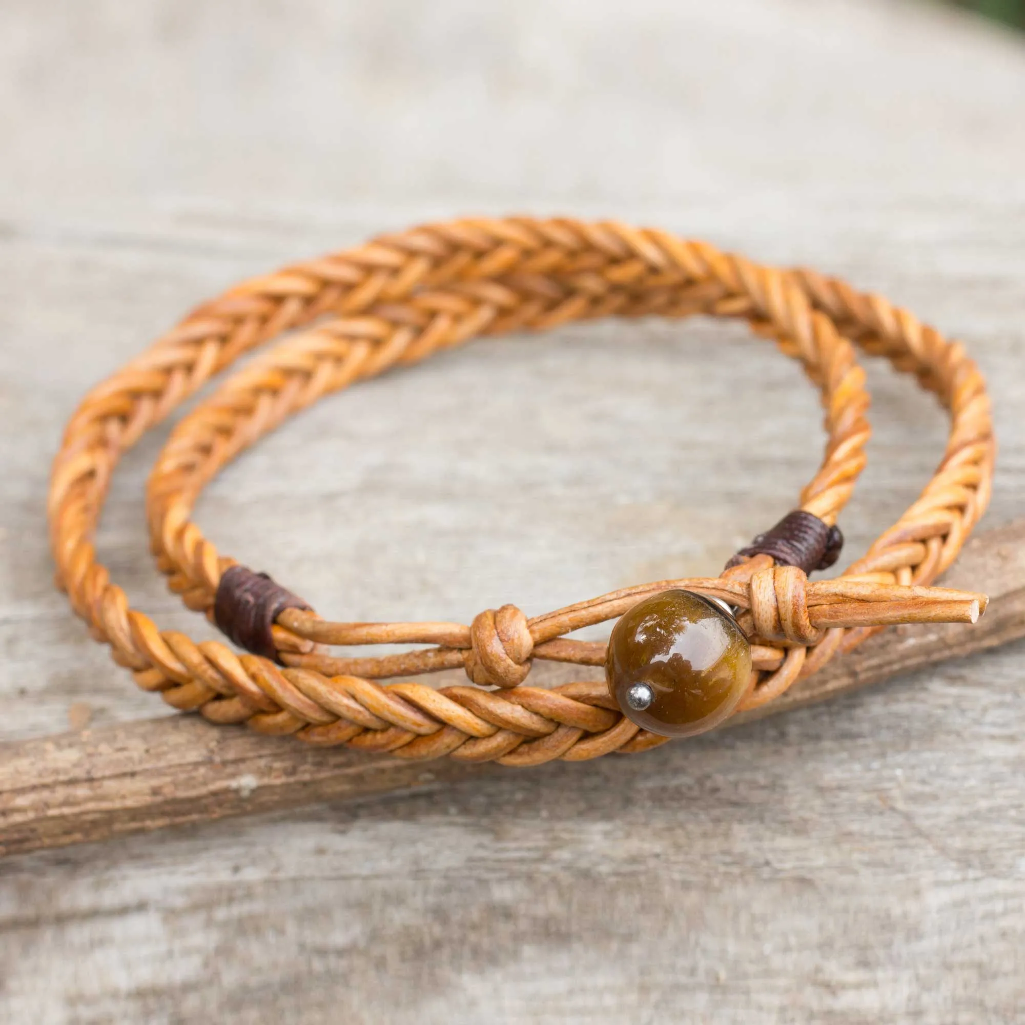 Double Hug Leather Men's Wrap Bracelet