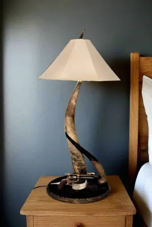 Double Steer Horn Tall Table Lamp mattress topper, bed base
