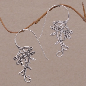 Dragonfly Allure Sterling Drop Earrings
