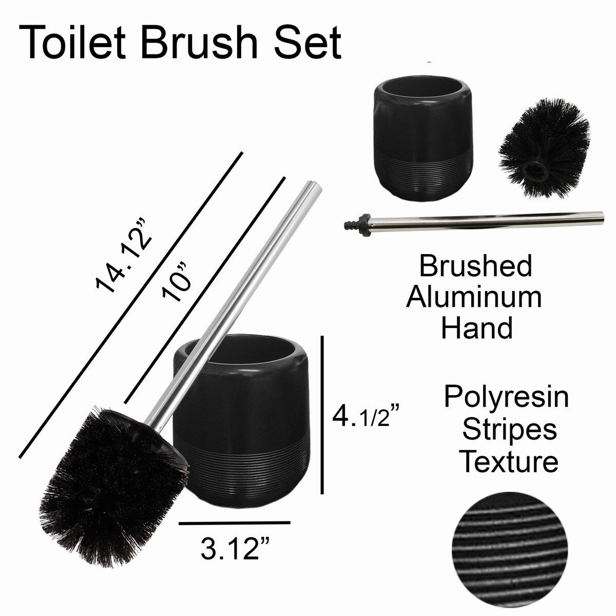 Dublin Freestanding Toilet Brush and Holder Set Black