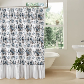 Dusk Blue Floral Ruffled Shower Curtain Lighting,Lamps Fixtures