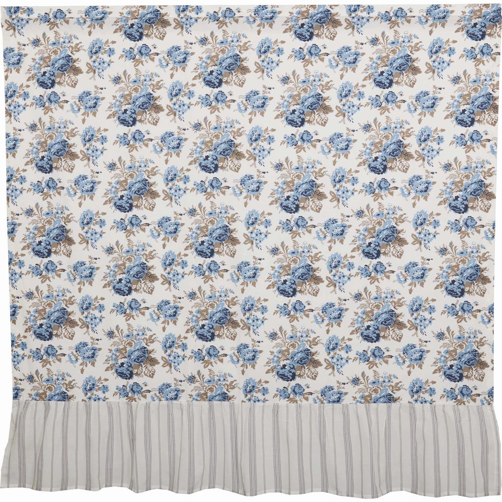 Dusk Blue Floral Ruffled Shower Curtain