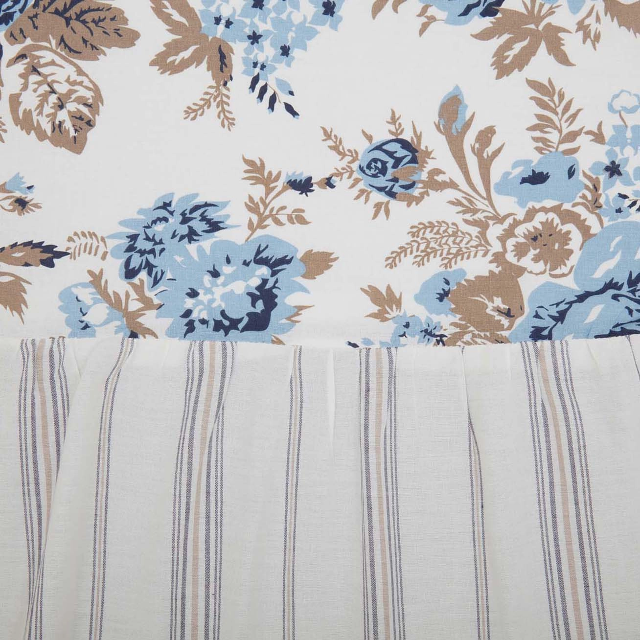 Dusk Blue Floral Ruffled Shower Curtain