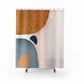 dusty blue, burnt orange shower curtain Lighting,Home Lighting