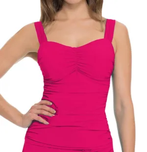 E-Cup Shirred Tankini Top In Tutti Frutti Raspberry