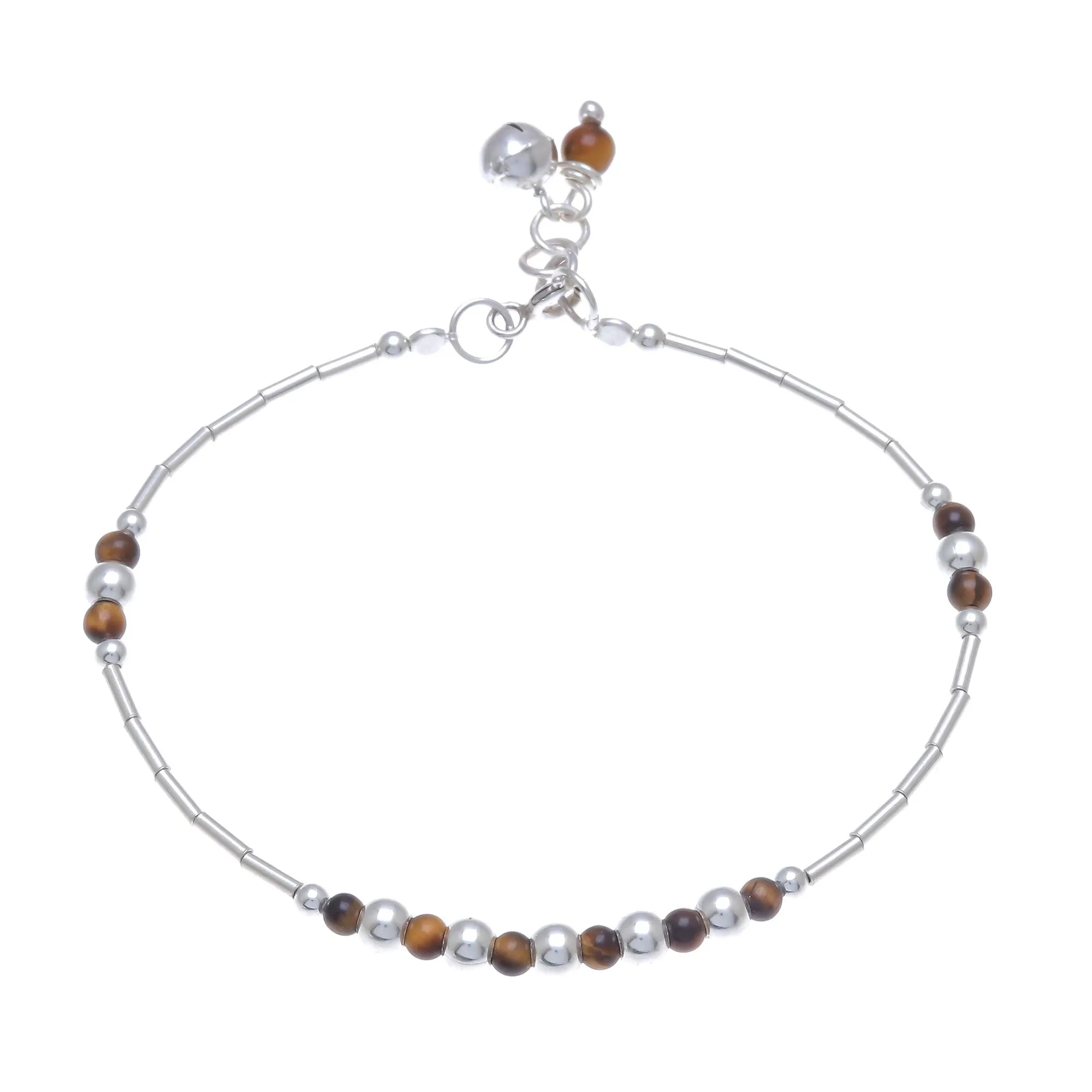 Earth Ring Tiger's Eye Beaded Bracelet from Thailand