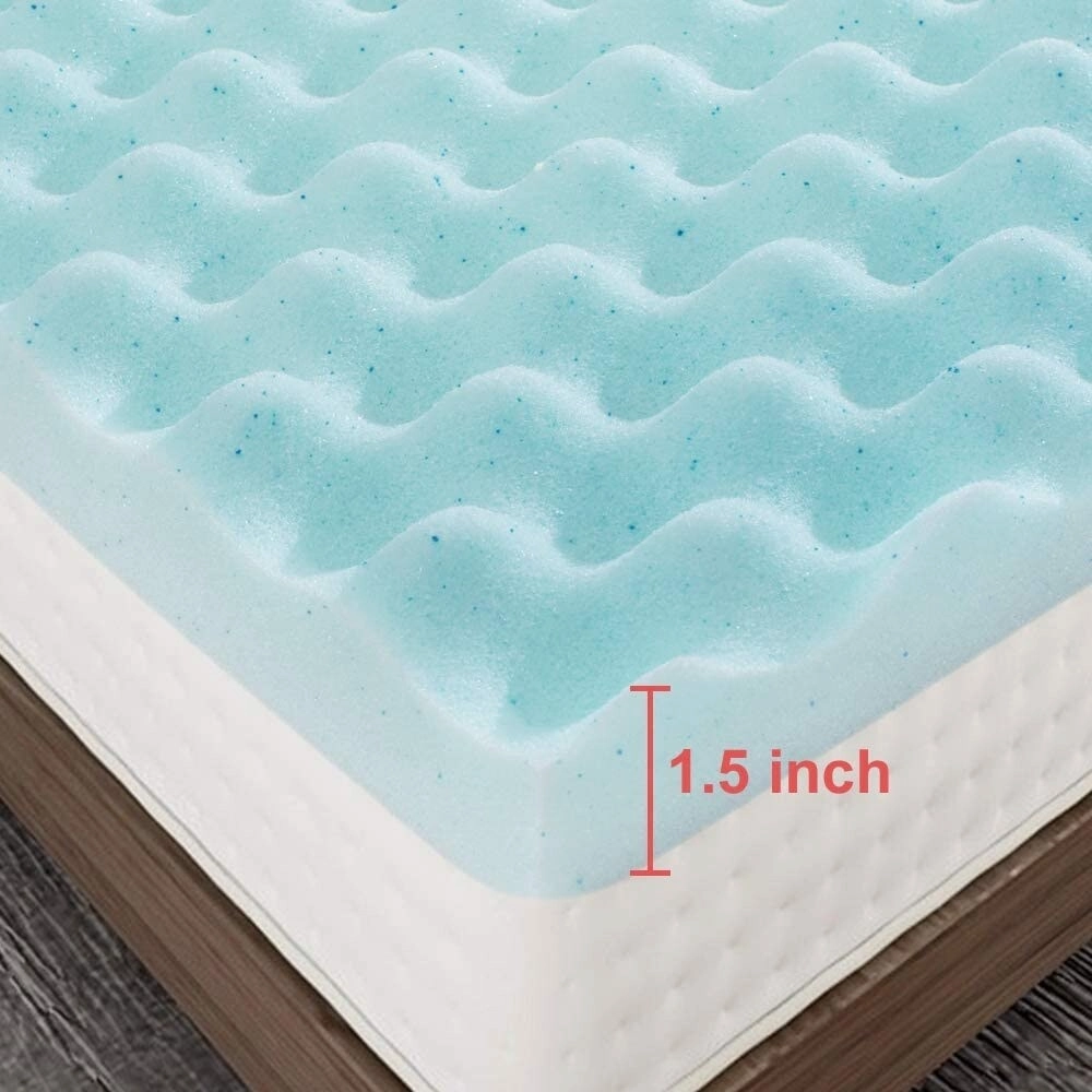 Egg box 1.5" gel memory foam mattress - blue