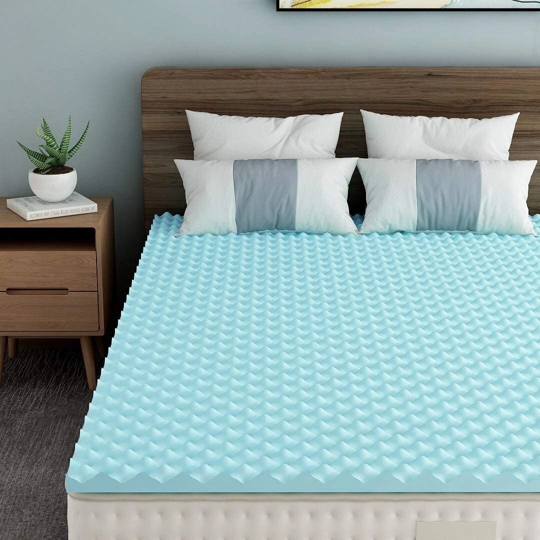 Egg box 1.5" gel memory foam mattress - blue