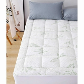 Elegant Comfort Premium Bamboo Mattress Pad - Overfilled & Breathable Cool - White mattress pads,mattress topper,bed protection