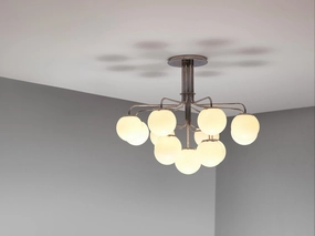 Elegant Italian Chandelier in Steel with Opaque White Glass Spheres Knife Set,Kitchen Knives