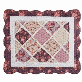 Elegant Madelyn Floral Patchwork Trellis Scalloped Edge Pillow Sham pillowcases,cotton pillow covers,bed linen