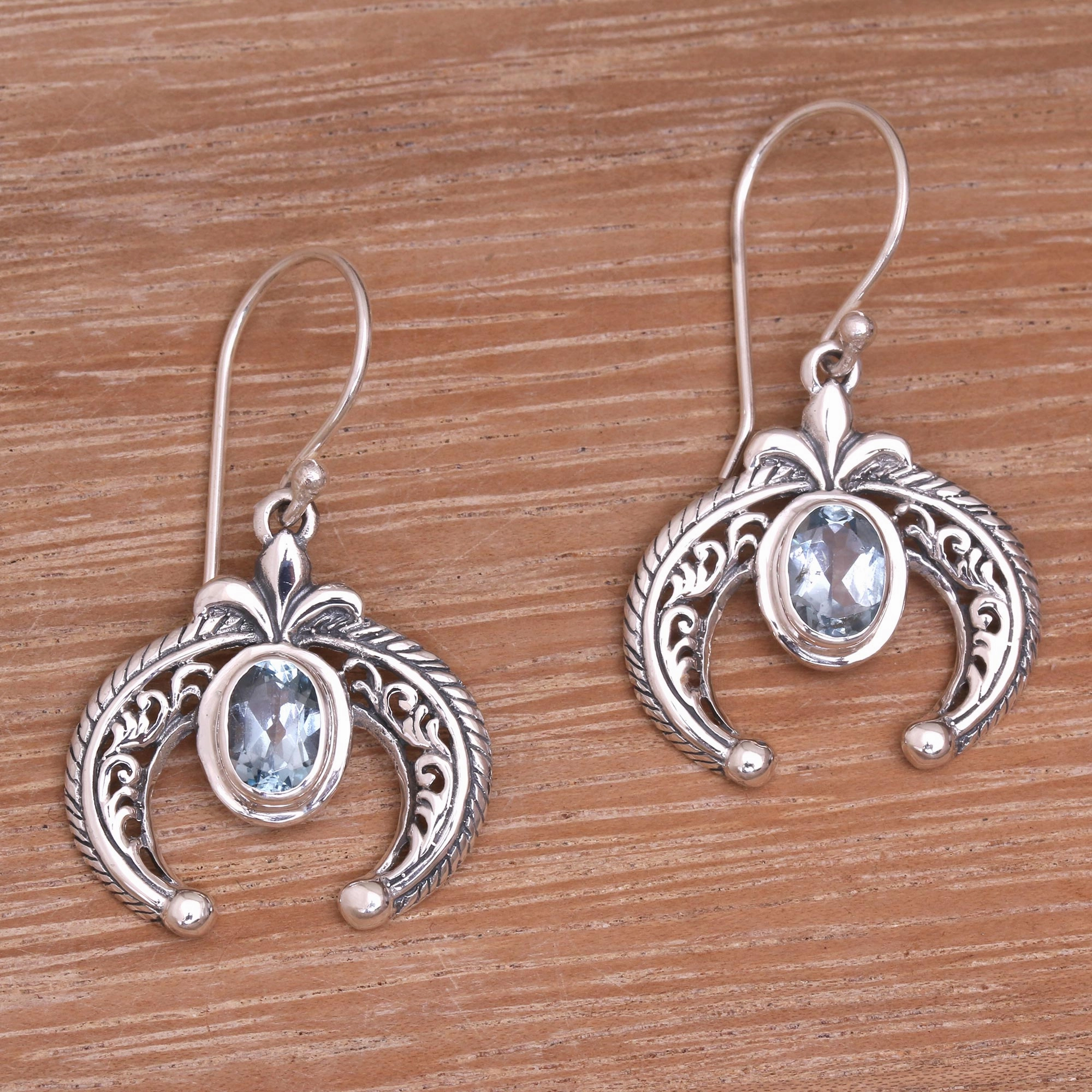 Elegant Talons Indonesian Blue Topaz and Sterling Silver Dangle Earrings