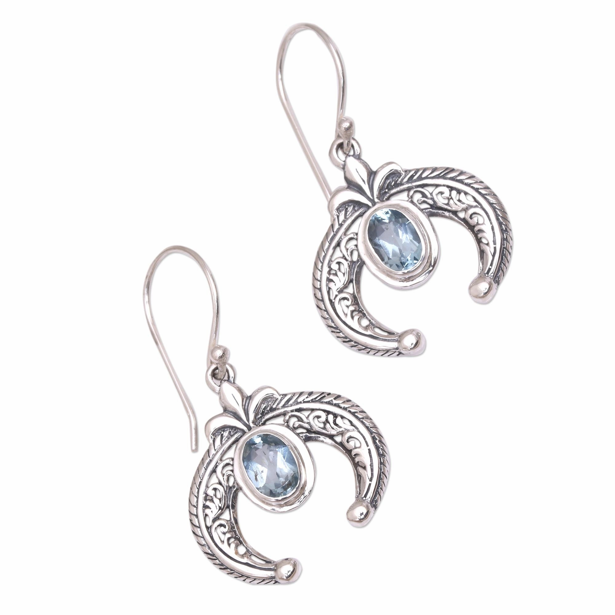 Elegant Talons Indonesian Blue Topaz and Sterling Silver Dangle Earrings
