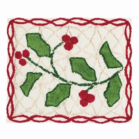 Elegant Tufted Red and Green Holly Chenille Pillow Sham pillowcases,cotton pillow covers,bed linen