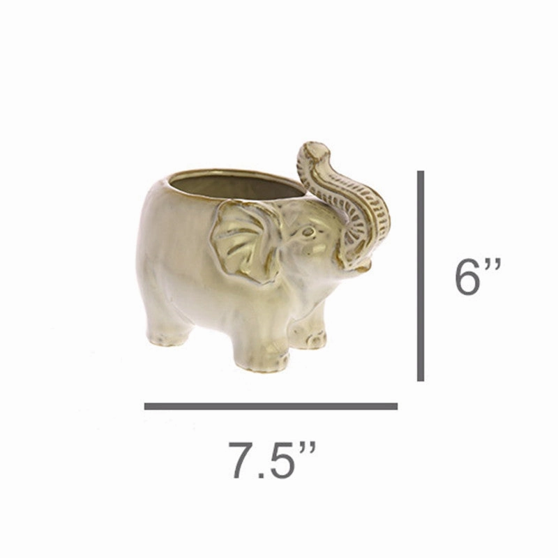 Elephant Cachepot, Ceramic - Fancy White