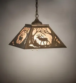 Elk at Dawn Square Pendant Light mattress topper, bed base