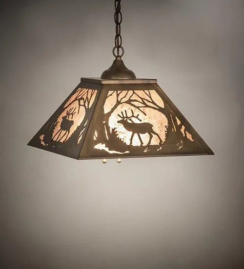 Elk at Dawn Square Pendant Light mattress topper, bed base