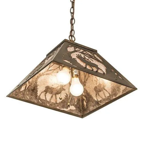 Elk at Dawn Square Pendant Light