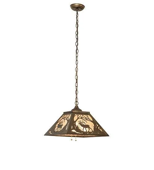 Elk at Dawn Square Pendant Light