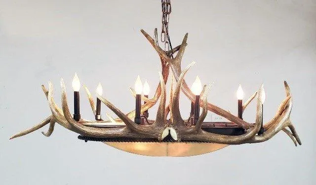Elk Horn & Rawhide Oval Chandelier