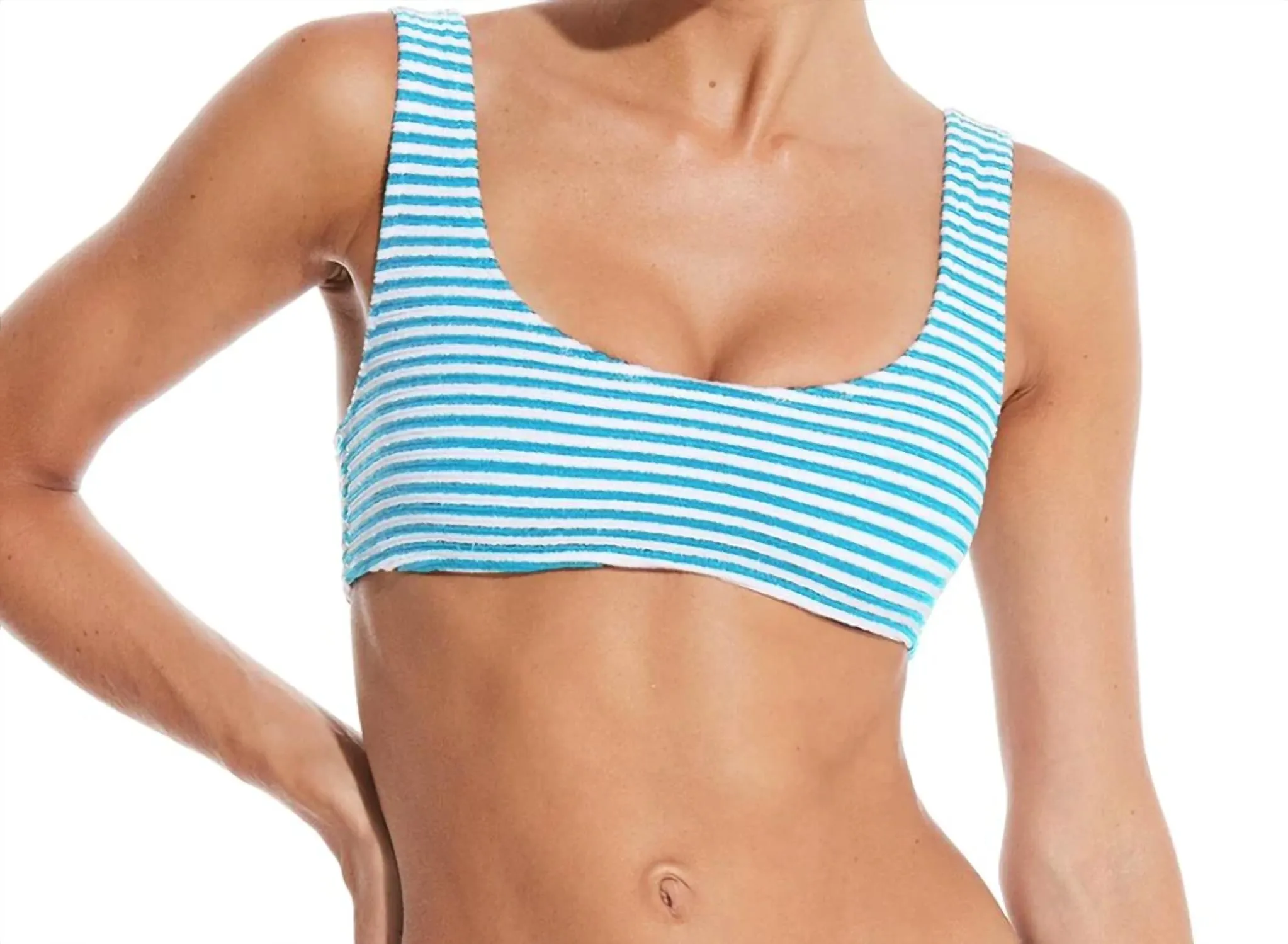 Elle Striped Top In Keys Blue