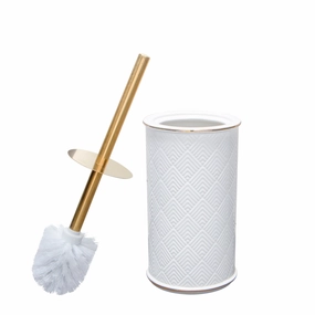 Elle Dcor Embossed Ceramic Toilet Brush and Holder - 4"x 4"x 8" Toilet Brush,Bathroom Cleaner