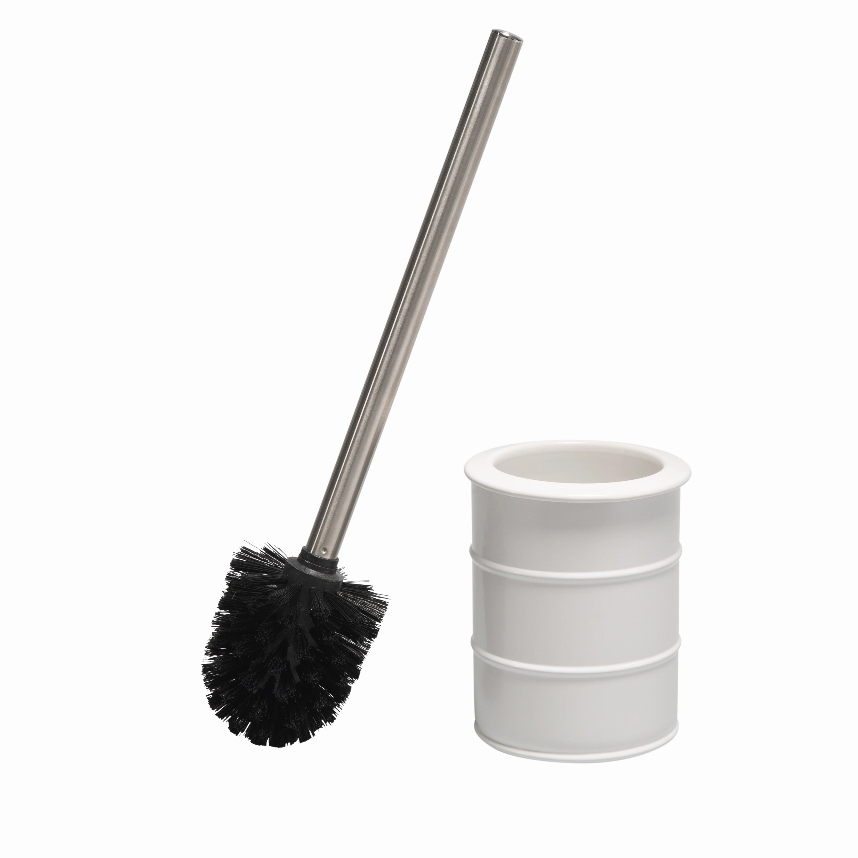 Elle Dcor Modern Ridge Design Toilet Brush & Holder in Black