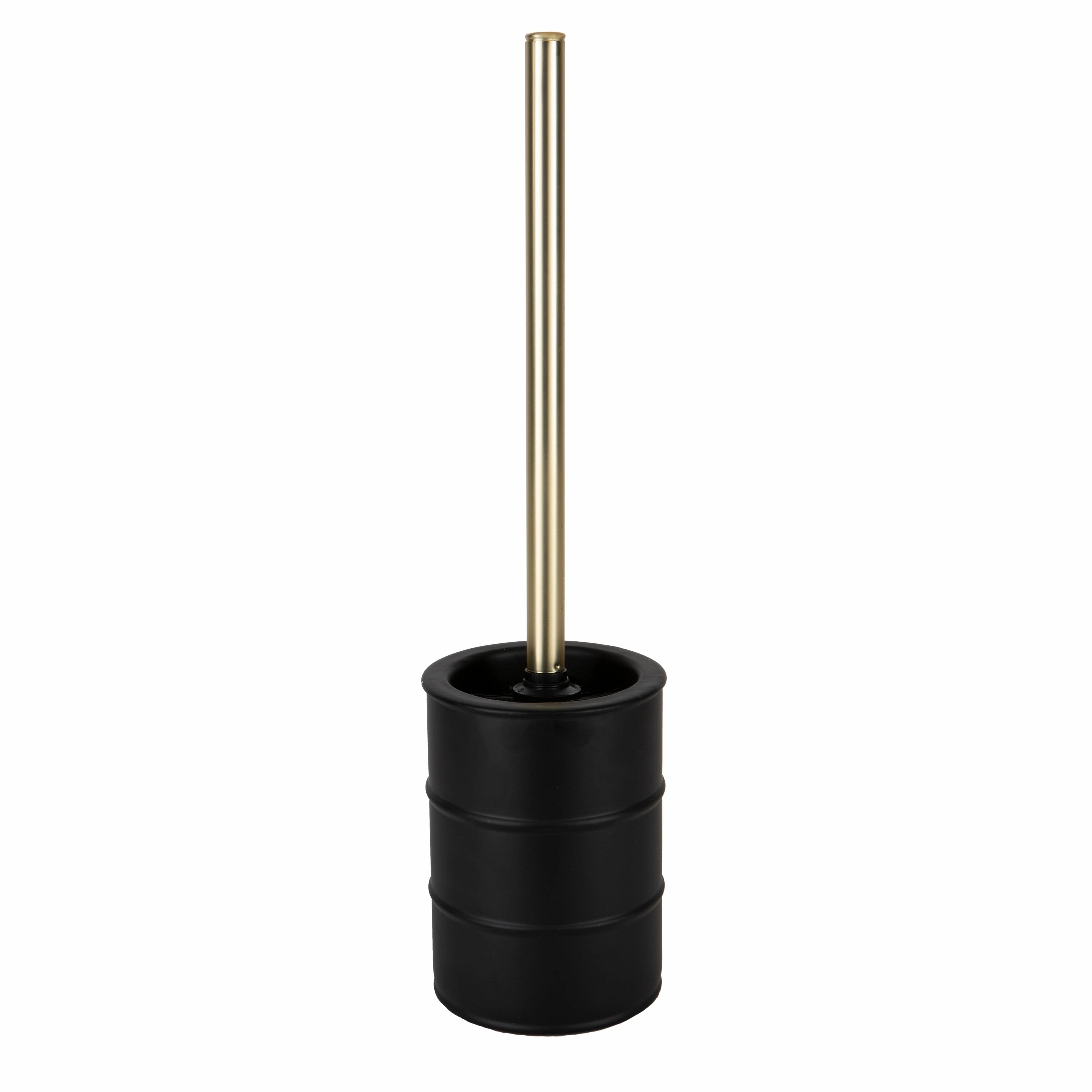 Elle Dcor Modern Ridge Design Toilet Brush & Holder in Black
