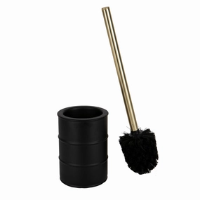 Elle Dcor Modern Ridge Design Toilet Brush & Holder in Black Toilet Brush,Bathroom Cleaner