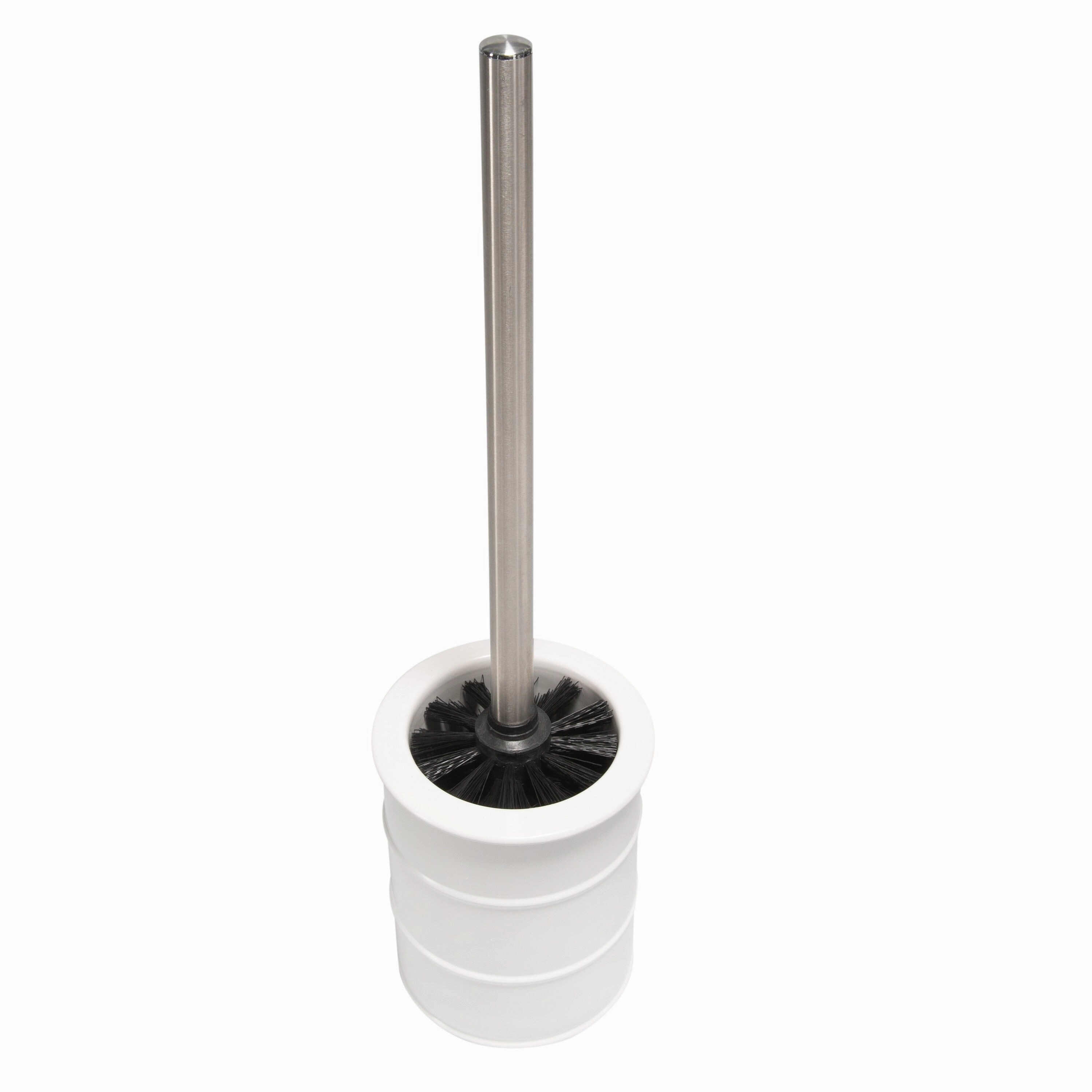 Elle Dcor Modern Ridge Design Toilet Brush & Holder in Black