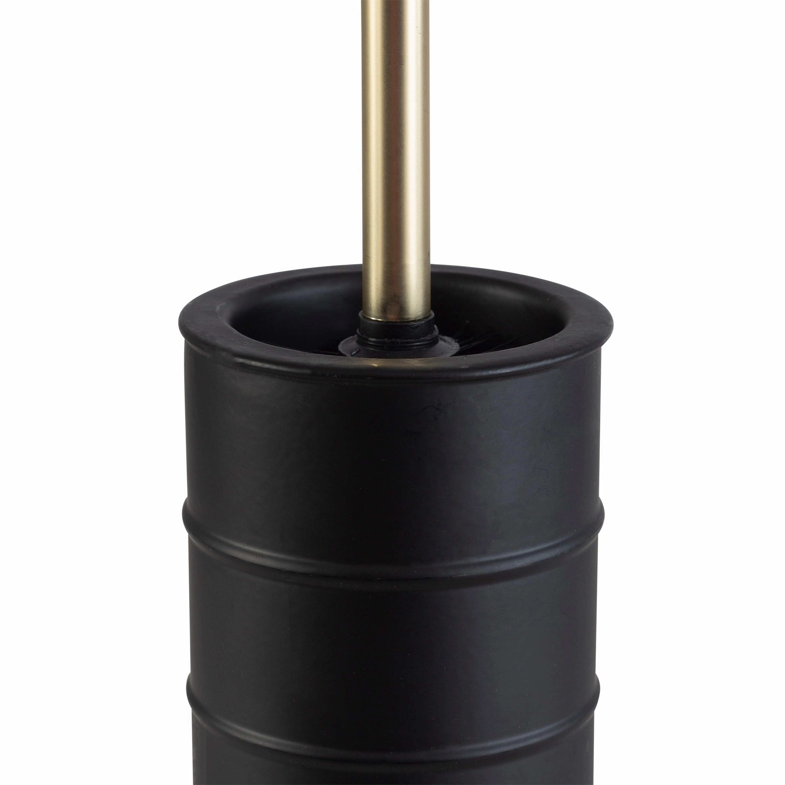 Elle Dcor Modern Ridge Design Toilet Brush & Holder in Black