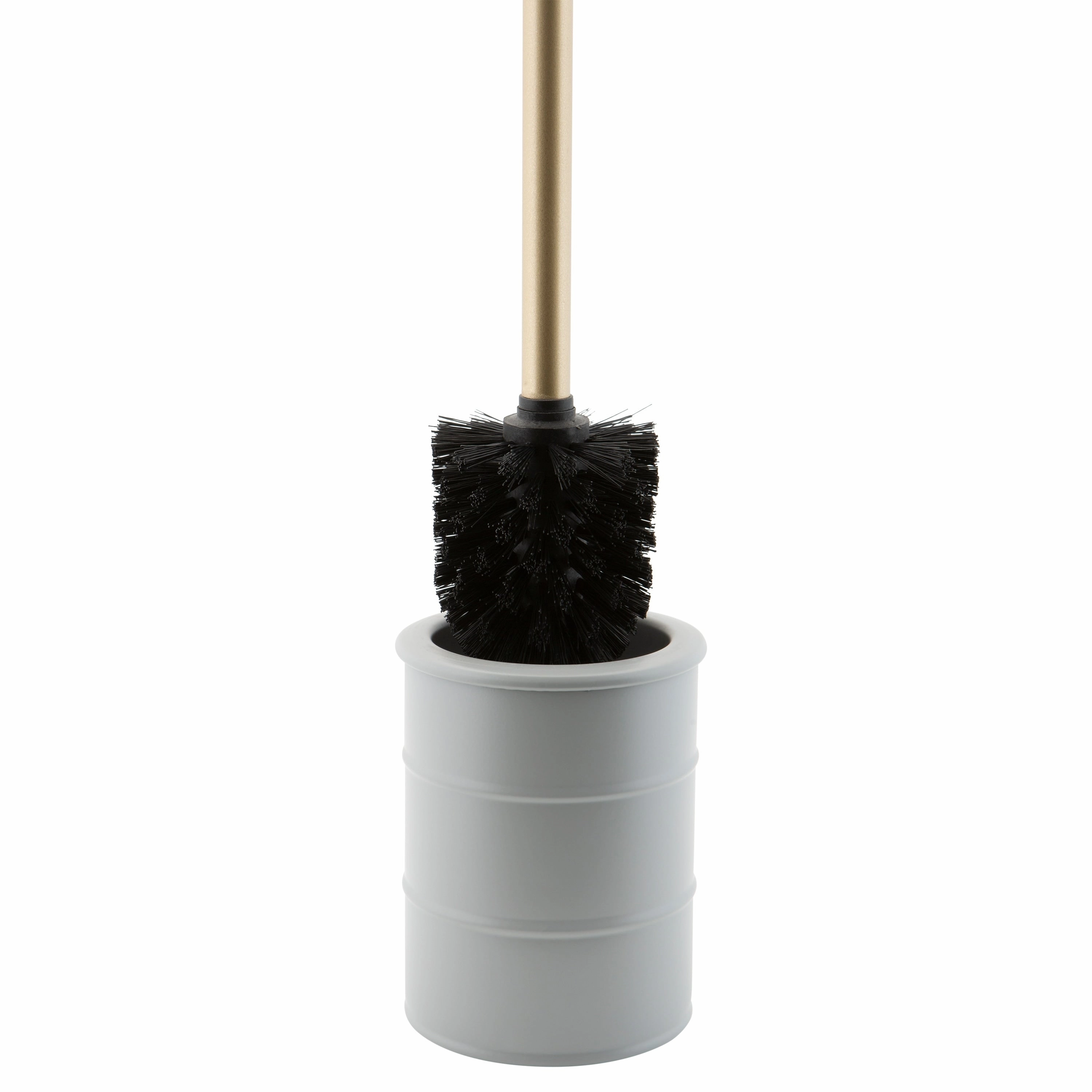 Elle Dcor Modern Ridge Design Toilet Brush and Holder in Grey - 4"Rdx 15.75"