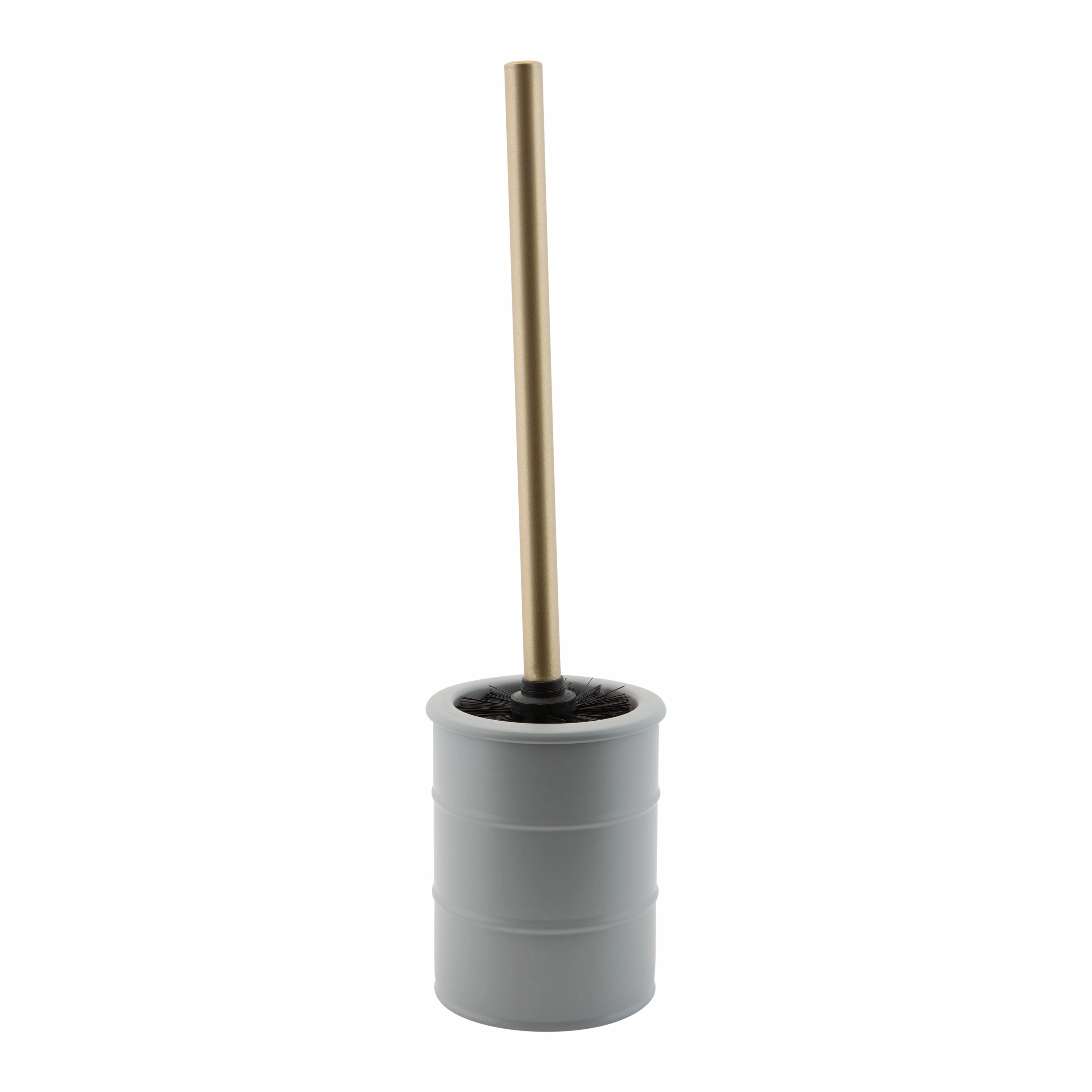 Elle Dcor Modern Ridge Design Toilet Brush and Holder in Grey - 4"Rdx 15.75"