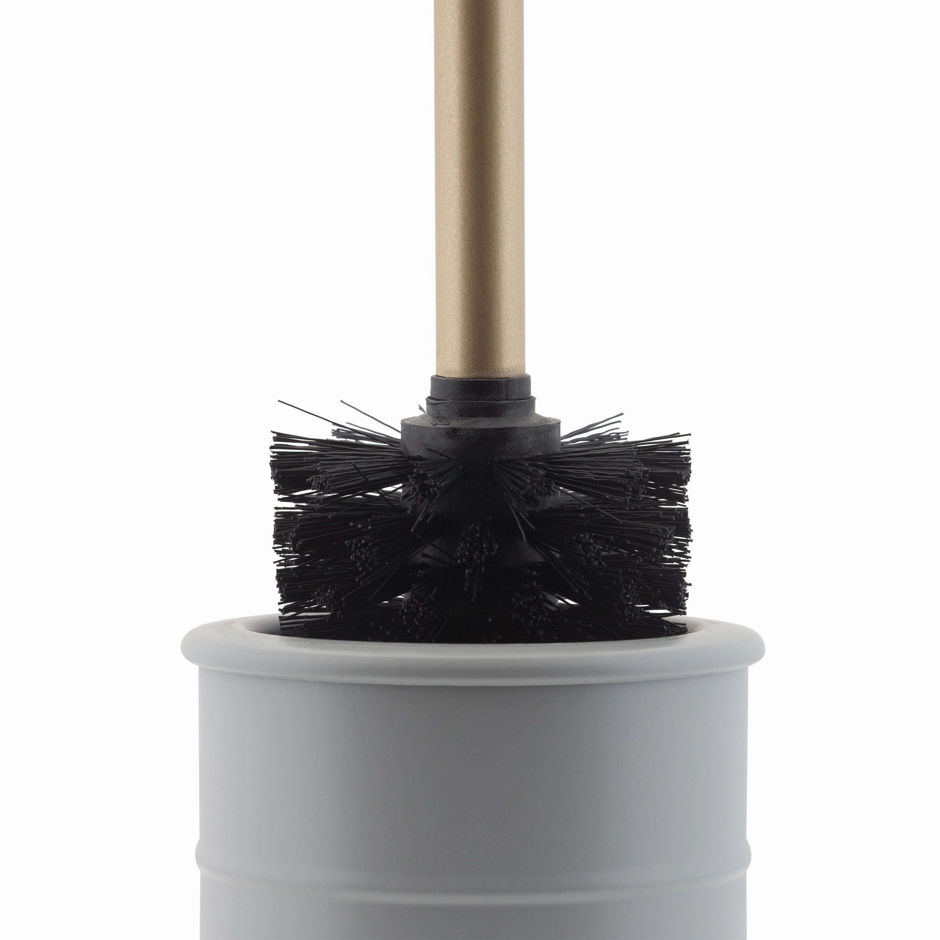 Elle Dcor Modern Ridge Design Toilet Brush and Holder in Grey - 4"Rdx 15.75"