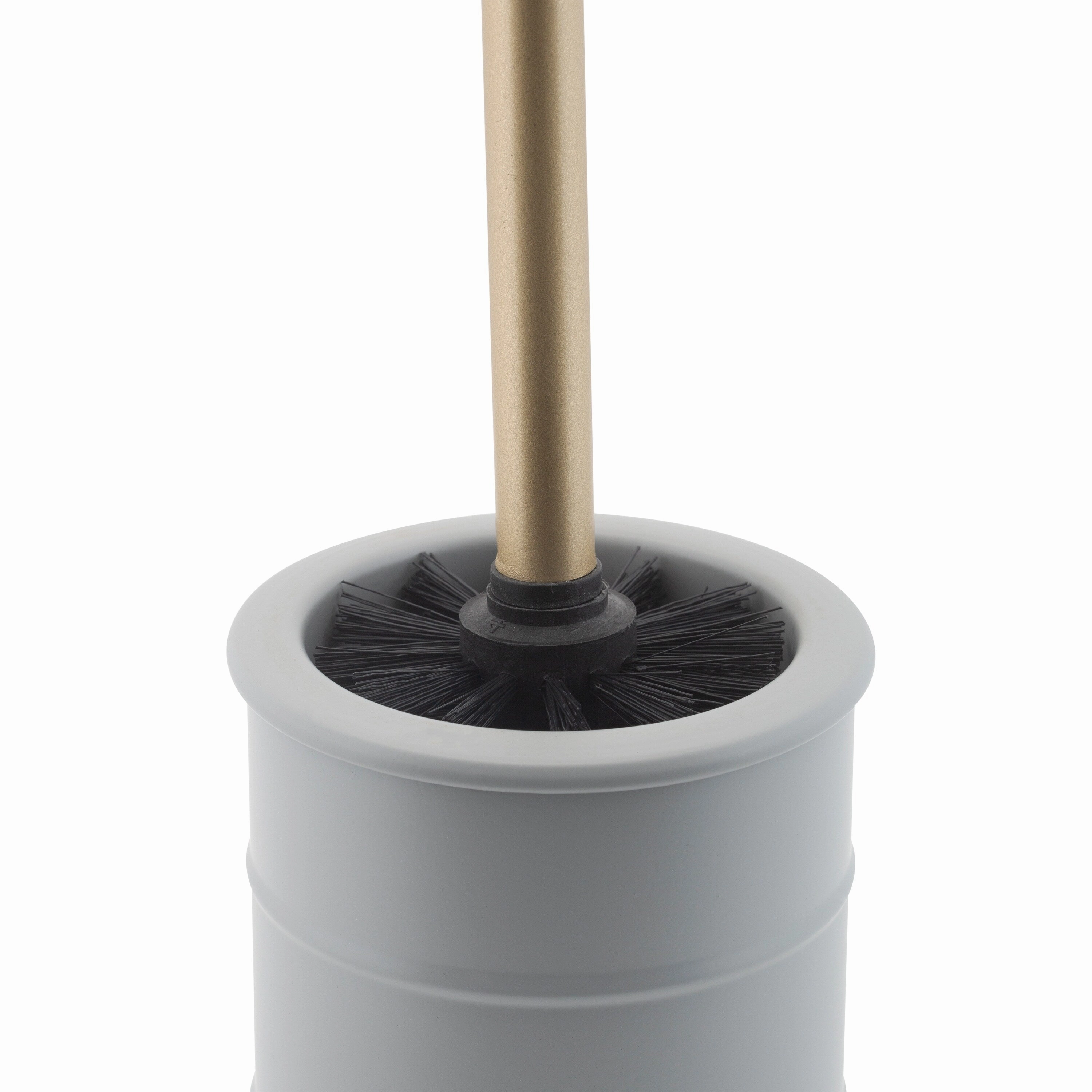 Elle Dcor Modern Ridge Design Toilet Brush and Holder in Grey - 4"Rdx 15.75"
