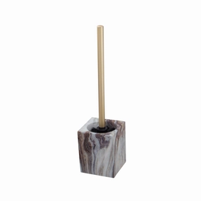 Elle Dcor Square Toilet Bowl Brush in Agate - 4.09" x 3.86" x 14.37" Toilet Brush,Bathroom Cleaner
