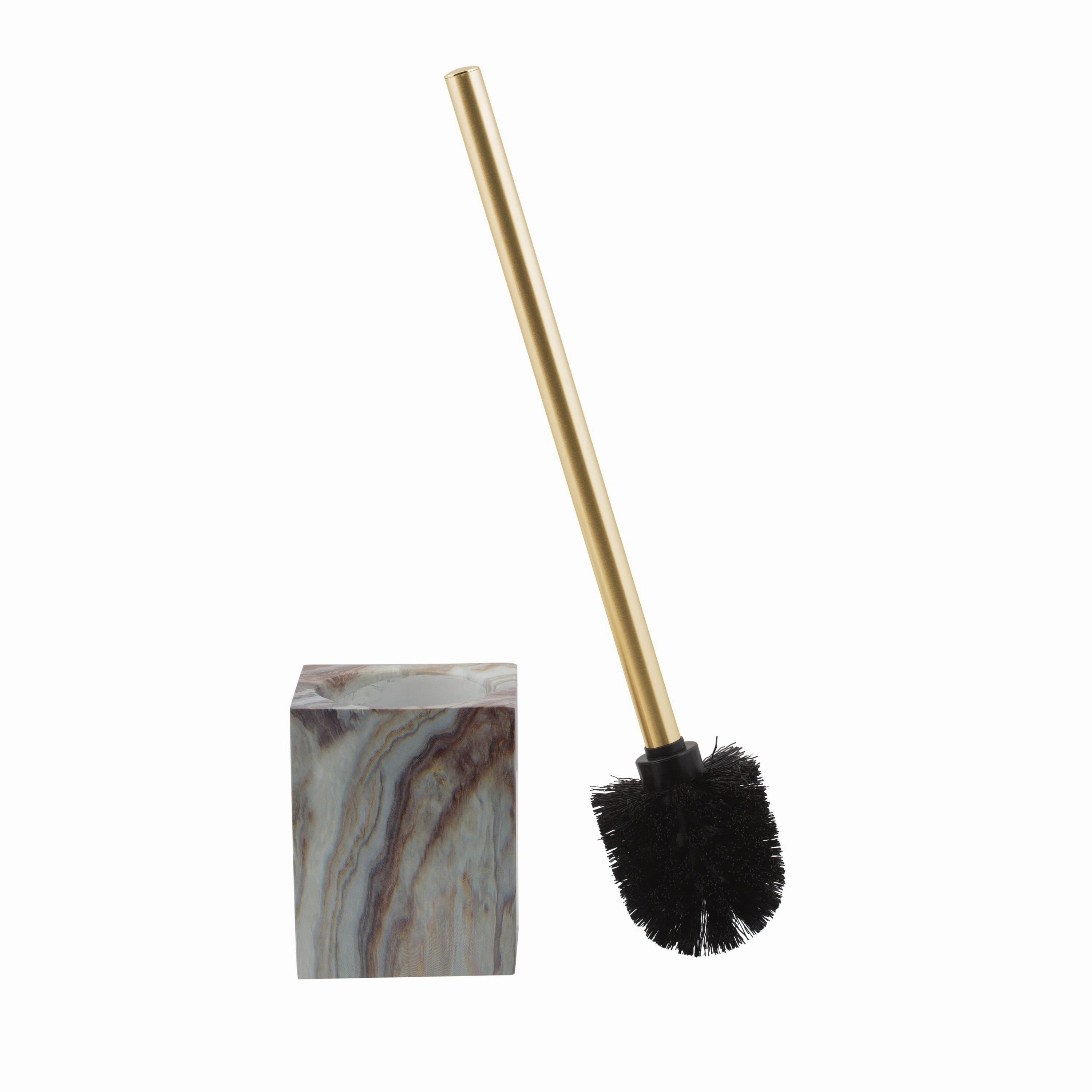 Elle Dcor Square Toilet Bowl Brush in Agate - 4.09" x 3.86" x 14.37"